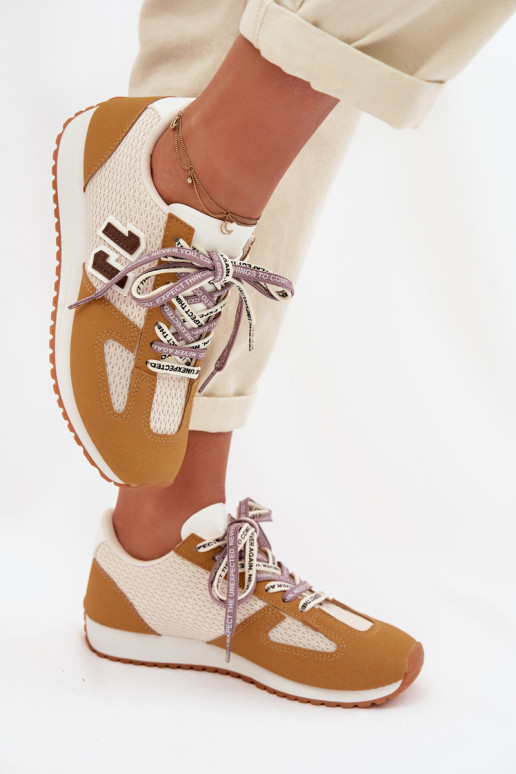 Tenisky model obuvi Dámske S Ornatem Šnurovaniem žltá Henira