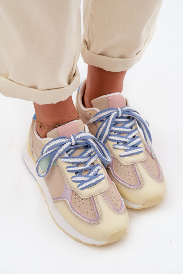 Tenisky model obuvi Dámske z eko kože žltá Kelira