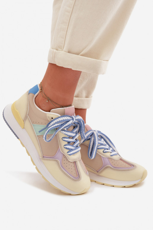 Tenisky model obuvi Dámske z eko kože žltá Kelira