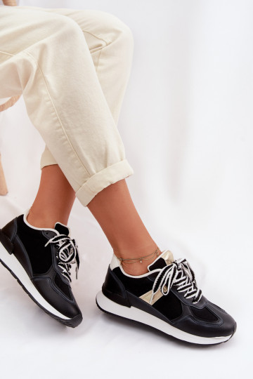 Tenisky model obuvi Dámske z eko kože čierna Kelira