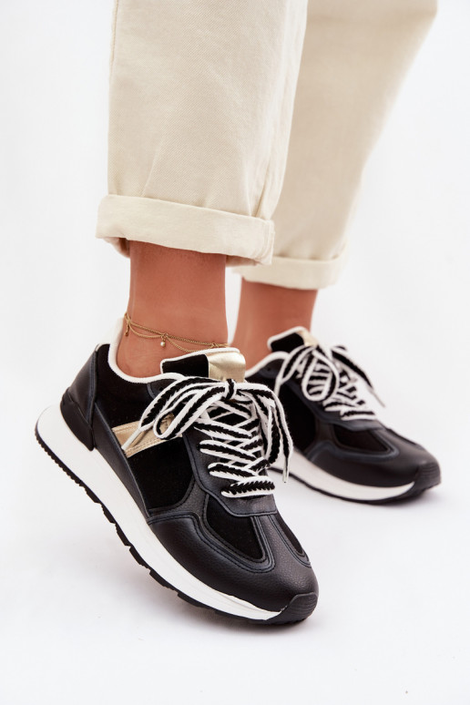 Tenisky model obuvi Dámske z eko kože čierna Kelira