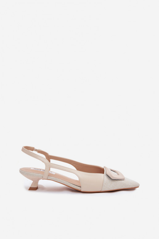 Dámske sandále Zapnuté nízkom opätku S Ornatem Detalem béžová Camira