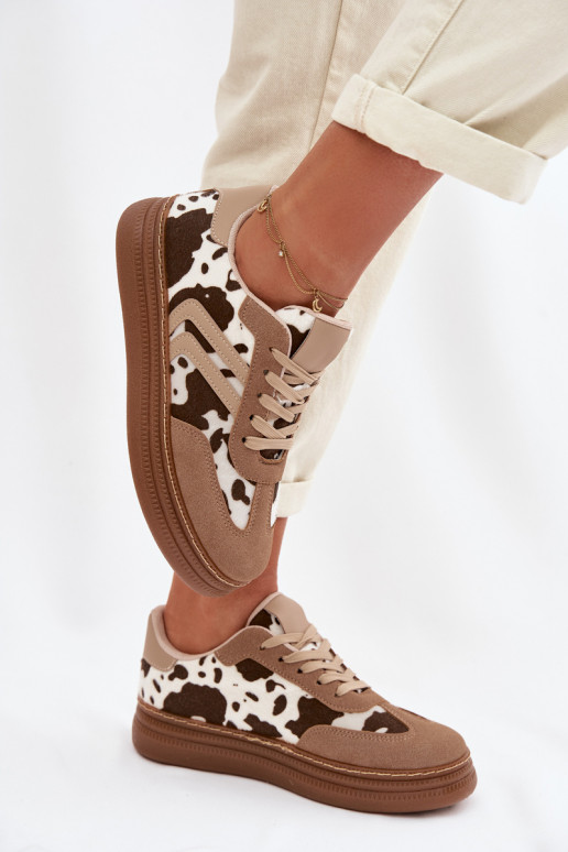 Tenisky model obuvi Dámske s platformou IN Łaty béžová Denissa