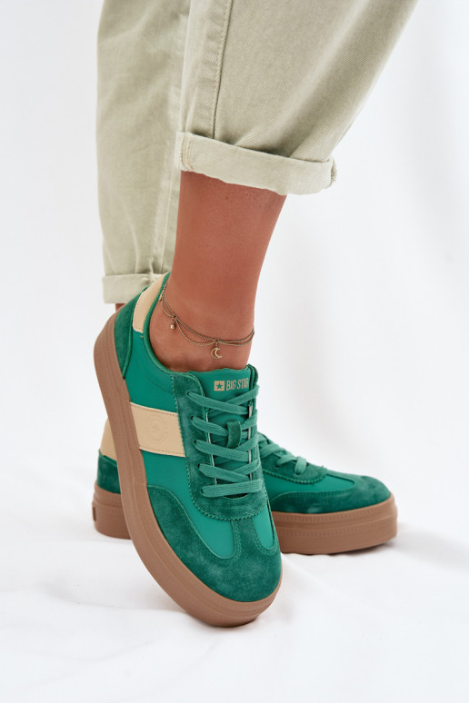 zo semišu Tenisky model obuvi Dámske Big Star TT274163 zelená farba