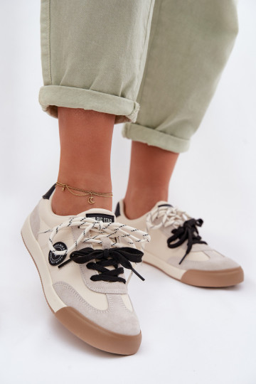 Tenisky model obuvi DámskePodInójnym Šnurovaniem Big Star TT274168 béžová 2