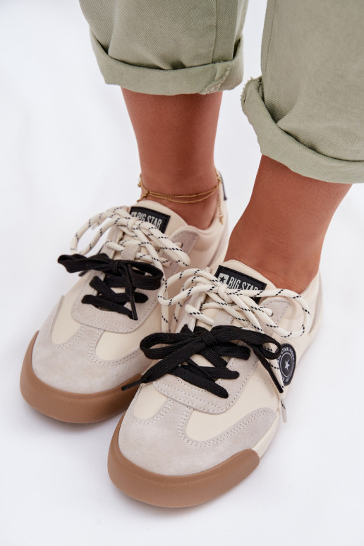 Tenisky model obuvi DámskePodInójnym Šnurovaniem Big Star TT274168 béžová