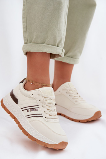 Tenisky model obuvi Dámske s platformou Big Star TT274881 Hi-Poly System béžová