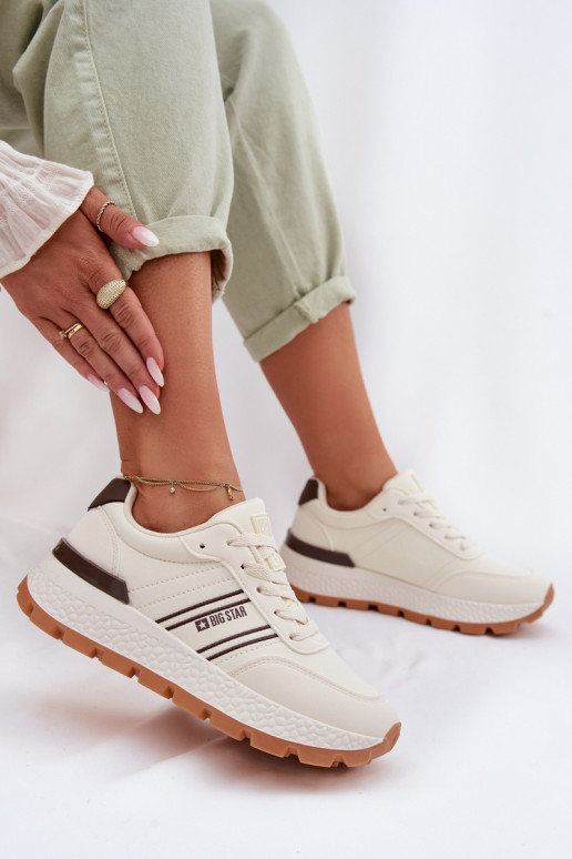 Tenisky model obuvi Dámske s platformou Big Star TT274881 Hi-Poly System béžová