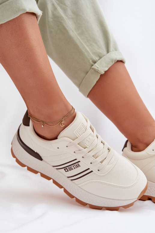 Tenisky model obuvi Dámske s platformou Big Star TT274881 Hi-Poly System béžová