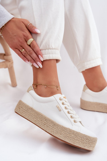 bežná obuv Espadrilky s platformou Big Star TT274349 biela farba