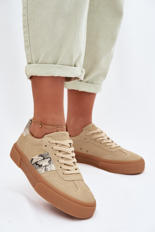 Tenisky model obuvi Dámske Ze INstaInkami Hadia koža Big Star TT274298 béžová