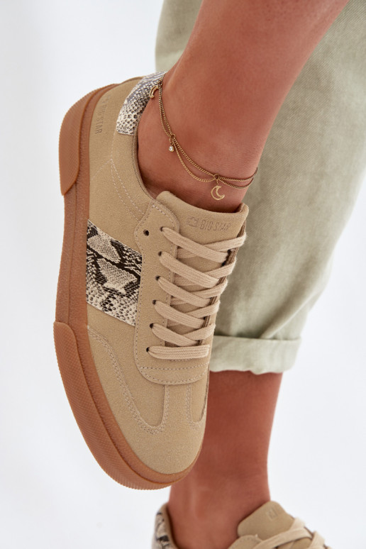 Tenisky model obuvi Dámske Ze INstaInkami Hadia koža Big Star TT274298 béžová