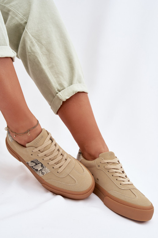 Tenisky model obuvi Dámske Ze INstaInkami Hadia koža Big Star TT274298 béžová