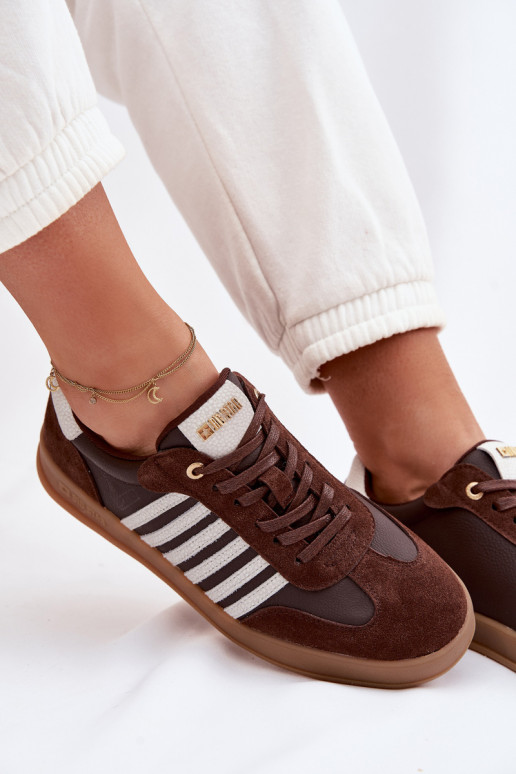 Tenisky model obuvi DámskeZapnutéturalnej Skóry I zo semišuu Big Star TT274715 CzekoladoIne