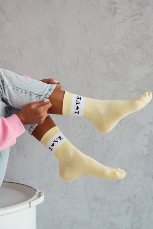 Ponožky BaInełniane Dámske LOVE žltá