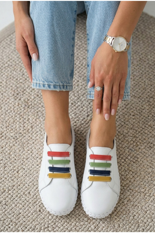 Kožené topánky Dámske Vinceza 95376 biela farba