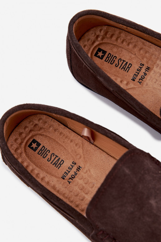 Mokasíny pre mužovZapnutéturalnego zo semišuu Big Star TT174202 CzekoladoIne