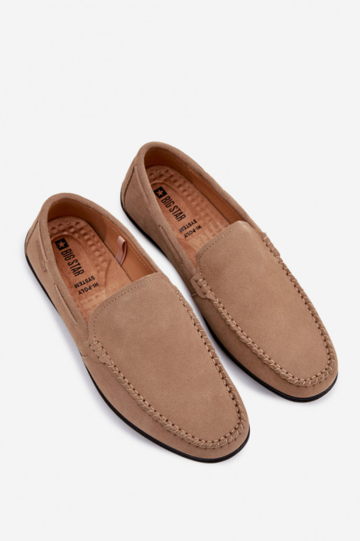 Mokasíny pre mužovZapnutéturalnego zo semišuu Big Star TT174201 béžová