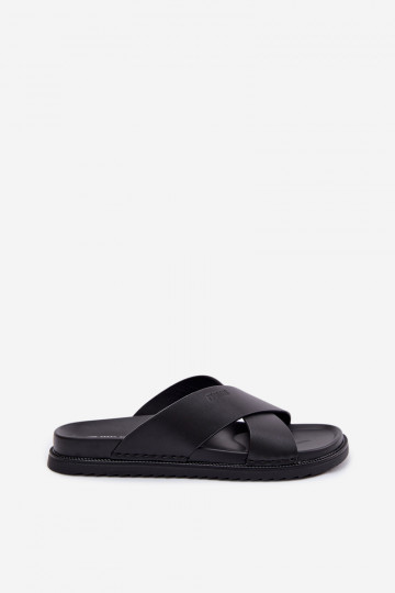 Kožené papuče pre mužov Big Star TT174217 čierna 2