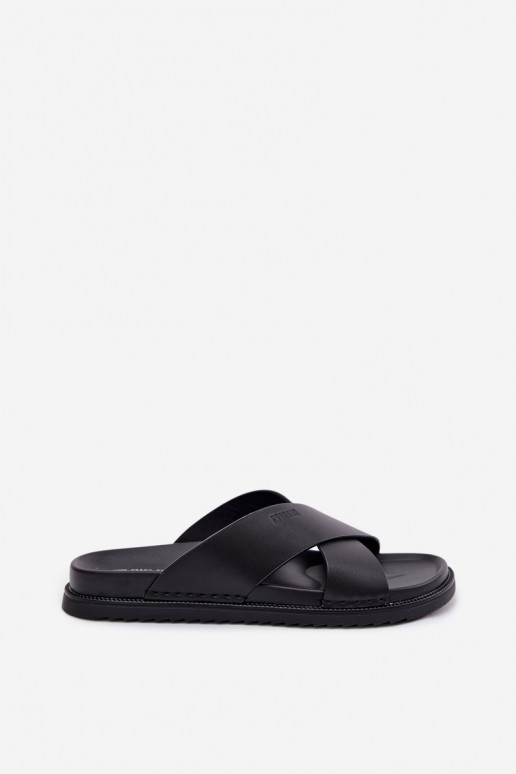 Kožené papuče pre mužov Big Star TT174217 čierna