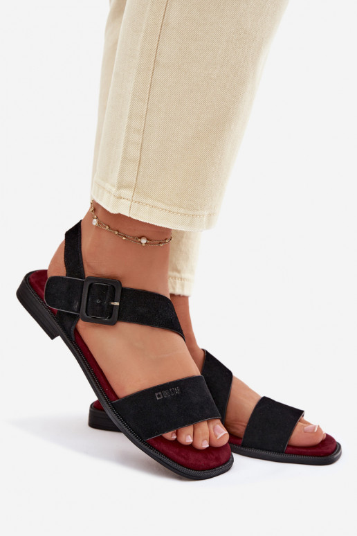 Dámske sandále zo semišu Big Star TT274490 čierna