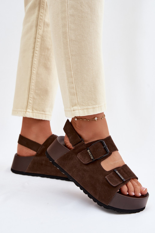 Semišové sandále s platformou Big Star TT274236 CzekoladoIne