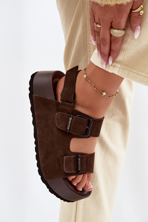 Semišové sandále s platformou Big Star TT274236 CzekoladoIne