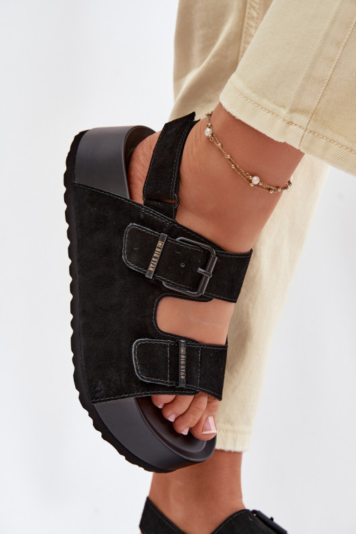 Semišové sandále s platformou Big Star TT274237 čierna