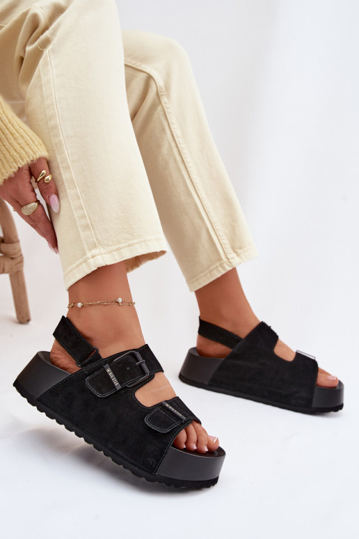 Semišové sandále s platformou Big Star TT274237 čierna