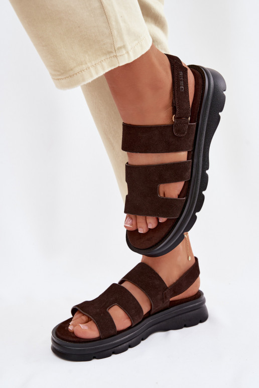 Dámske sandále zo semišu Big Star TT274483 CzekoladoIne