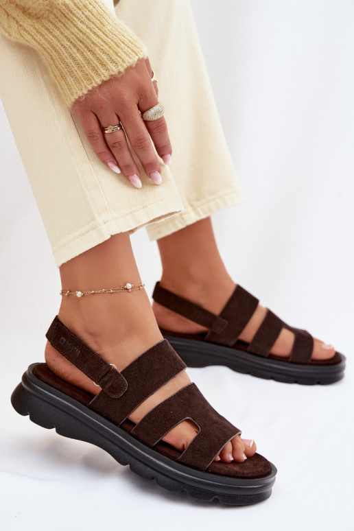 Dámske sandále zo semišu Big Star TT274483 CzekoladoIne