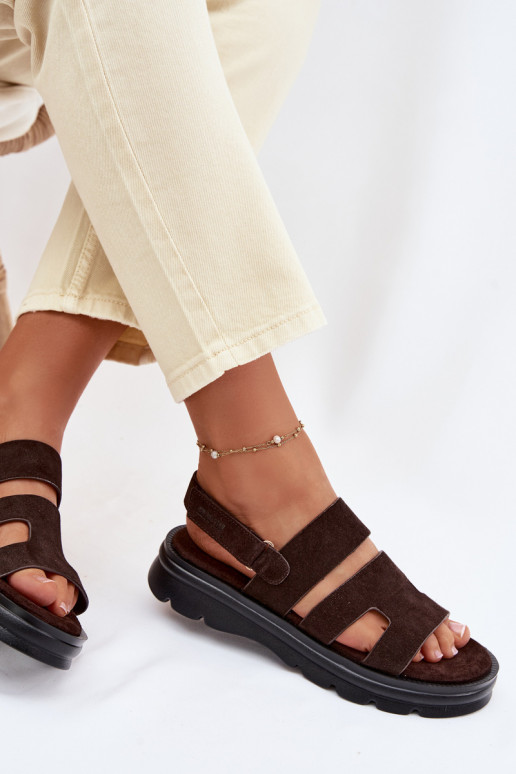 Dámske sandále zo semišu Big Star TT274483 CzekoladoIne