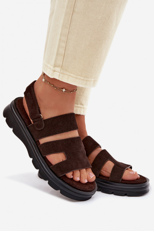 Dámske sandále zo semišu Big Star TT274483 CzekoladoIne