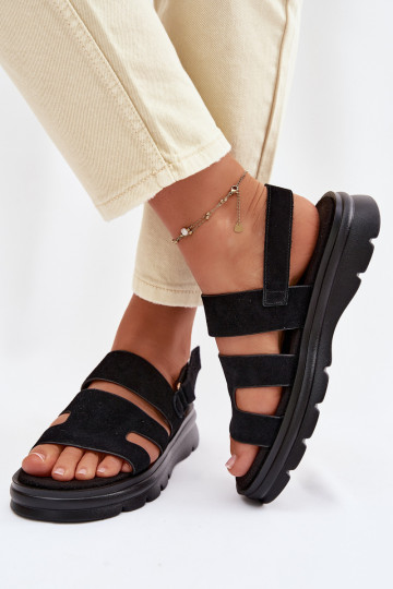 Dámske sandále zo semišu Big Star TT274484 čierna