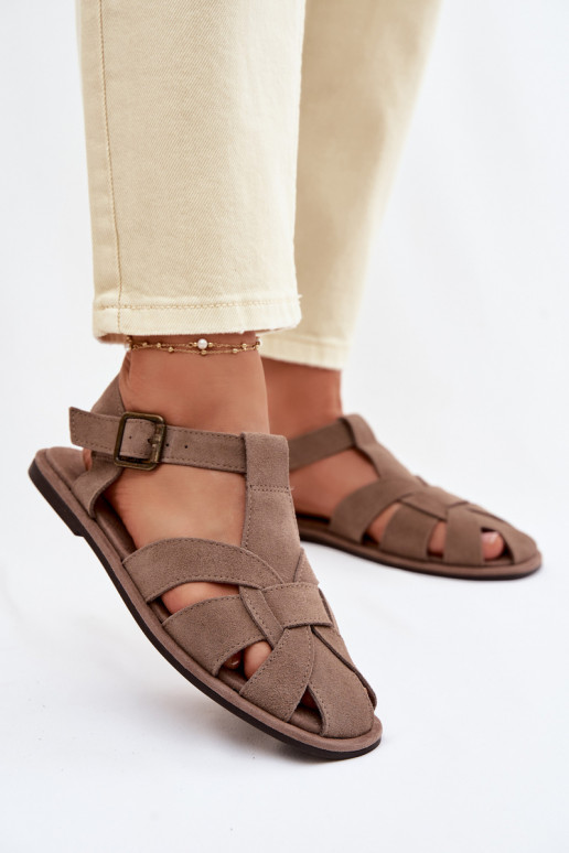 Sandále pre ženyZapnutéturalnego zo semišuu Big Star TT274250 béžová