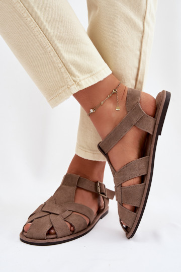 Sandále pre ženyZapnutéturalnego zo semišuu Big Star TT274250 béžová 2