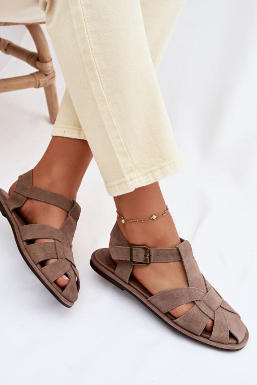 Sandále pre ženyZapnutéturalnego zo semišuu Big Star TT274250 béžová