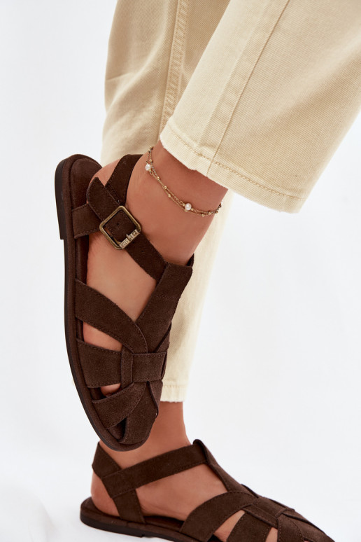 Sandále pre ženyZapnutéturalnego zo semišuu Big Star TT274249 CzekoladoIne