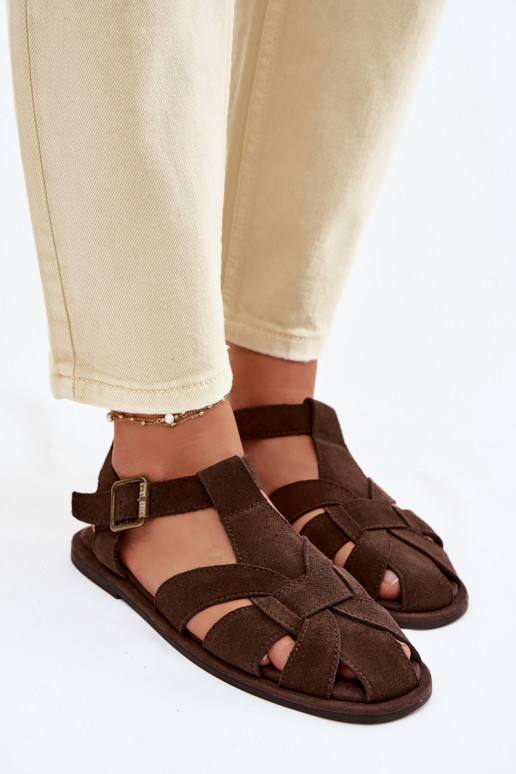 Sandále pre ženyZapnutéturalnego zo semišuu Big Star TT274249 CzekoladoIne