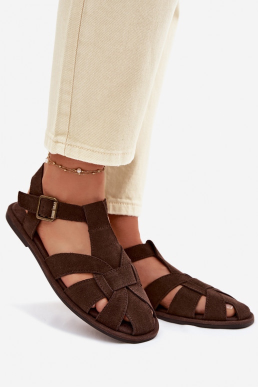 Sandále pre ženyZapnutéturalnego zo semišuu Big Star TT274249 CzekoladoIne