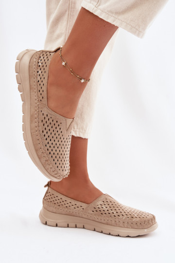 s prvkami prelamovania Jednoduché dámske mokasíny Sergio Leone MK099H zlatej farby