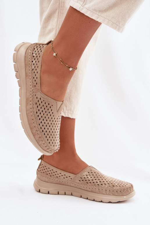 s prvkami prelamovania Jednoduché dámske mokasíny Sergio Leone MK099H zlatej farby