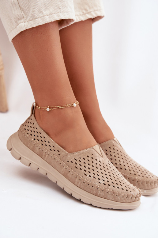 s prvkami prelamovania Jednoduché dámske mokasíny Sergio Leone MK099H zlatej farby