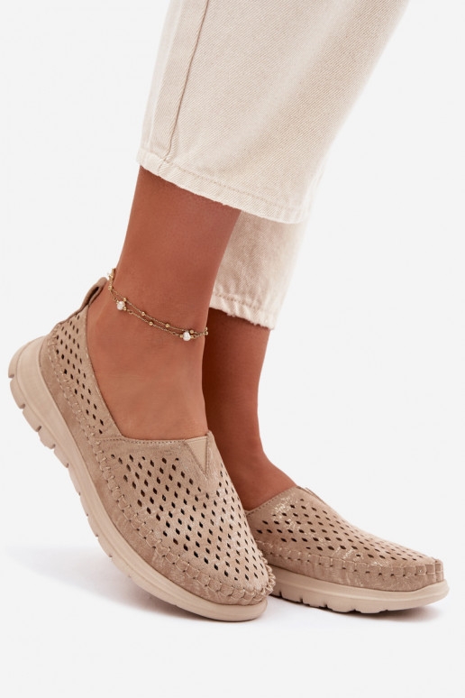 s prvkami prelamovania Jednoduché dámske mokasíny Sergio Leone MK099H zlatej farby