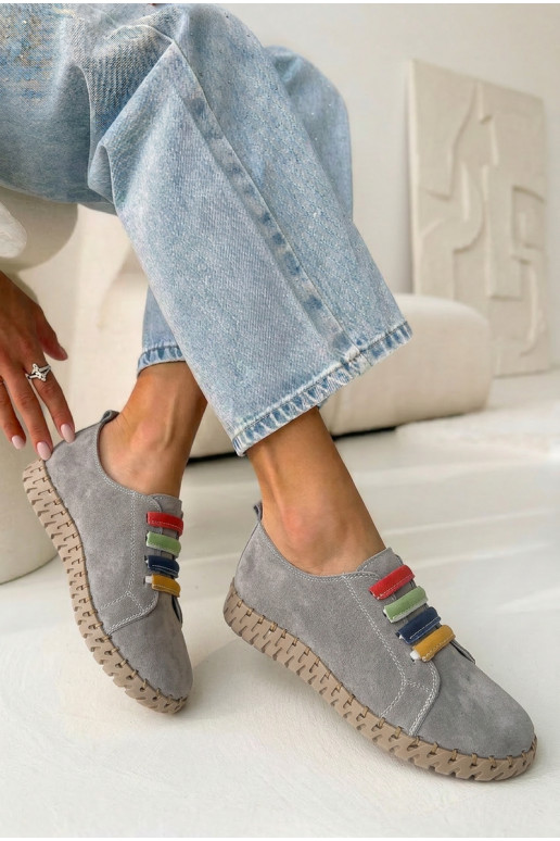 Kožené zo semišu topánky Dámske Vinceza 95377 sivá