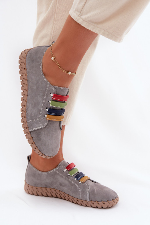 Kožené zo semišu topánky Dámske Vinceza 95377 sivá