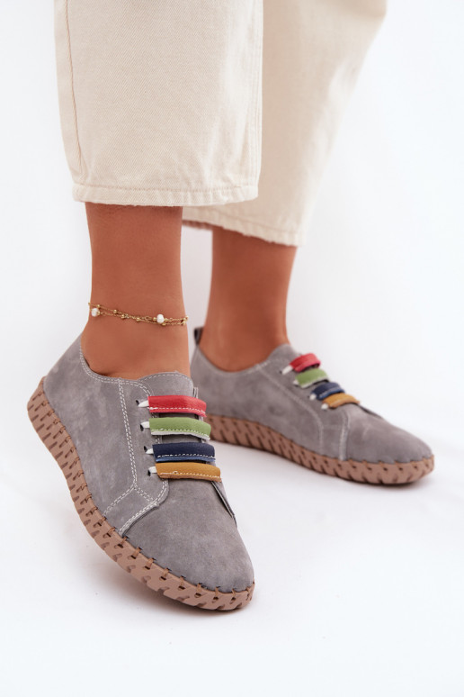 Kožené zo semišu topánky Dámske Vinceza 95377 sivá