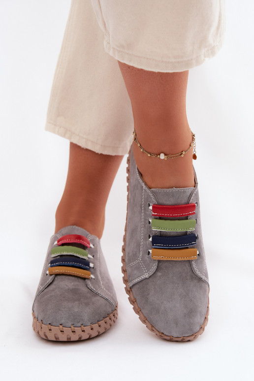 Kožené zo semišu topánky Dámske Vinceza 95377 sivá