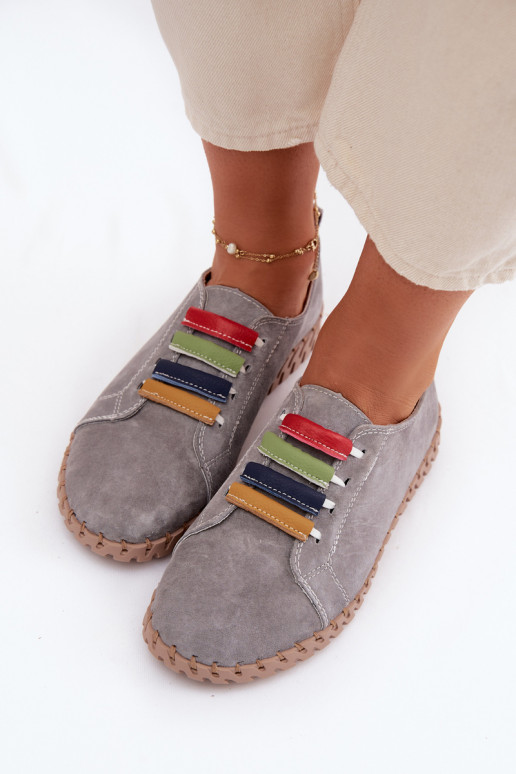 Kožené zo semišu topánky Dámske Vinceza 95377 sivá