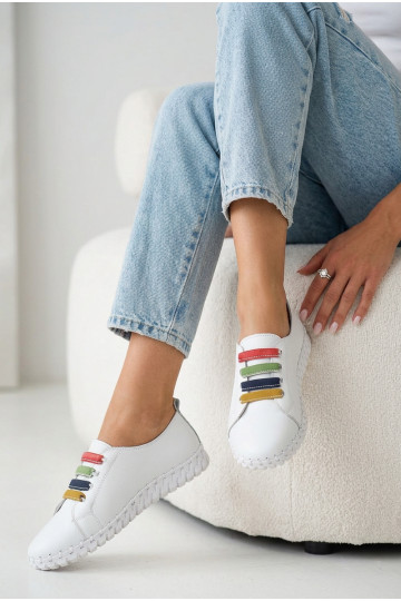 Kožené topánky Dámske Vinceza 95376 biela farba